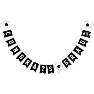 Custom Modern Grad Hat 'Congrats Grad' Graduation Bunting