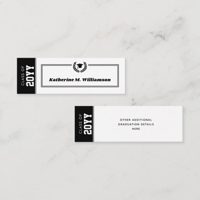 Custom Modern Graduation Name Card Inserts (Front/Back)