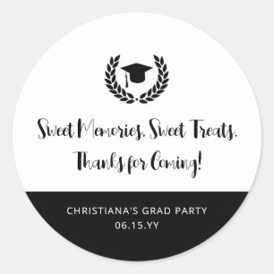 Custom Modern Graduation Party Favours Thank you Classic Round Sticker