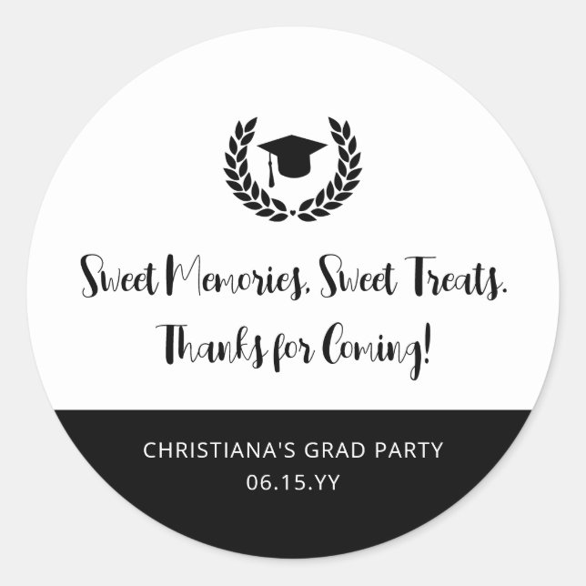 Custom Modern Graduation Party Favours Thank you Classic Round Sticker (Front)
