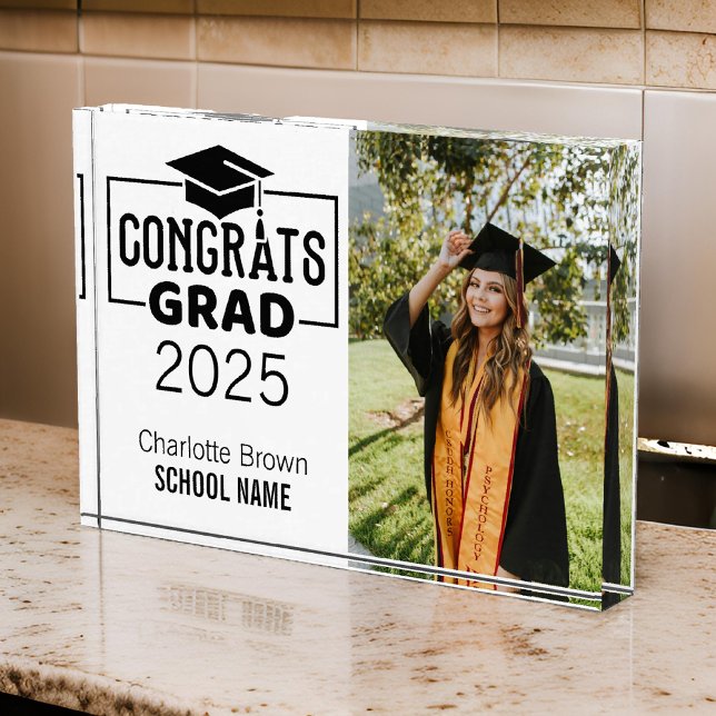 Custom Modern Graduation Photo Gift for Grads Block (personalized graduation gift, graduation gift for her, graduation keepsake, custom grad photo block)