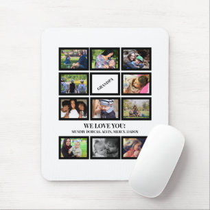 Custom Modern Grandpa Fathers Day 11 Photo Collage Mouse Pad