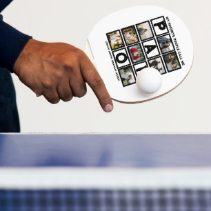 Custom Modern Grandpa Papo 8 Photo Collage Ping Pong Paddle