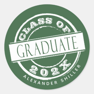 Custom Modern Green Graduate  Classic Round Sticker