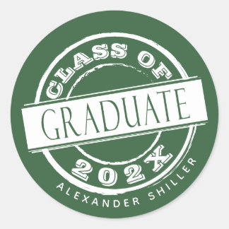 Custom Modern Green Graduate  Classic Round Sticker