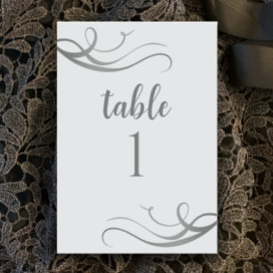 Custom Modern Grey 25th Wedding Anniversary Party Table Number