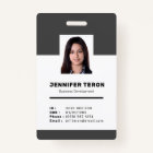 Custom Modern Grey Employee ID Card with barcode