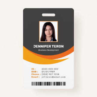 Custom Modern Grey Employee ID Card with barcode ID Badge