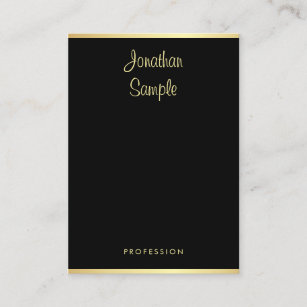 Custom Modern Handwritten Name Black Gold Cool Business Card