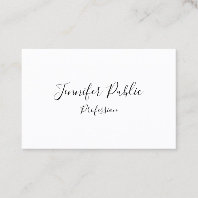 Custom Modern Handwritten Script Elegant Simple Business Card (Front)