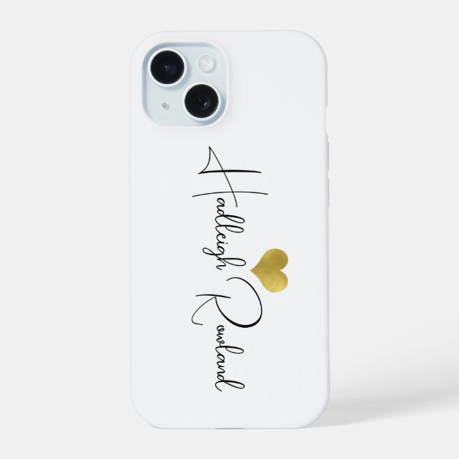 Custom Modern Handwritten Script Name Monogram iPhone 15 Case (Back)