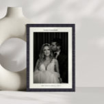 Custom Modern Hanukkah Star Navy Blue Two Photo  Holiday Card<br><div class="desc">Send warm Hanukkah wishes with this elegant card, featuring a simple Jewish star line pattern in dark blue and grey. Personalised with two photos—one vertical on the front and one horizontal on the back—along with a custom greeting and name. Perfect for wedding couples to share their joy during the holiday...</div>