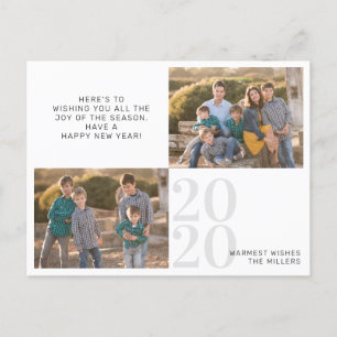 Custom Modern Happy New Year Message 2020 Photo Holiday Postcard