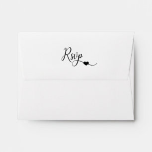 Custom Modern Heart Black & White Wedding RSVP Envelope
