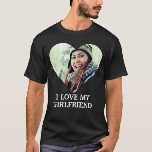 Custom modern heart photo I love my girlfriend. T- T-Shirt