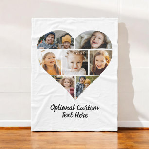 Custom Modern Heart Photo Instagram Collage Fleece Blanket