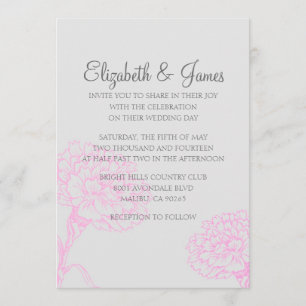 Custom Modern Hot Pink Wedding Invitations