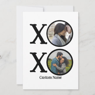 Custom Modern Hugs and Kisses XOXO 2 Photo Collage Holiday Card