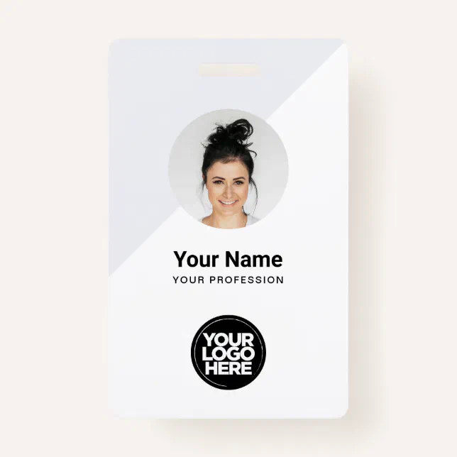 Custom Modern ID Card, Minimalist Photo Name Logo ID Badge Zazzle