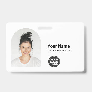 Custom Modern ID Card Simple QR Arc Photo Badge