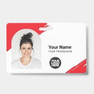 Custom Modern ID Card Simple QR Arc Photo Brush Badge
