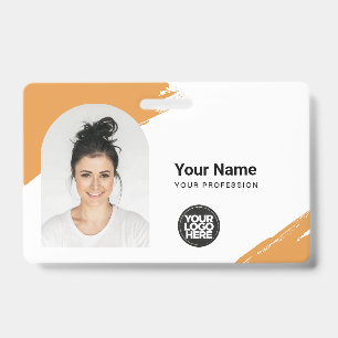 Custom Modern ID Card Simple QR Arc Photo Brush Badge
