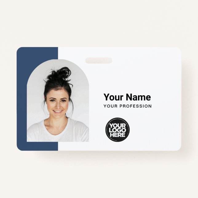 Custom Modern ID Card Simple QR Arc Photo ID Badge (Front)
