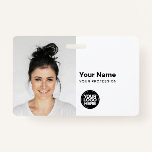 Custom Modern ID Card Simple QR Large Photo ID Badge
