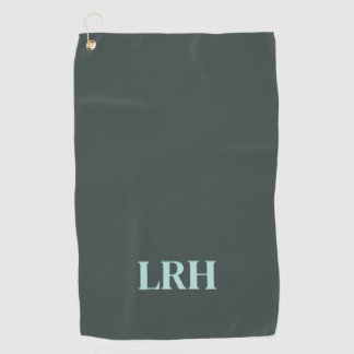 Custom Modern Initial Simple Monogram Green Golf Towel