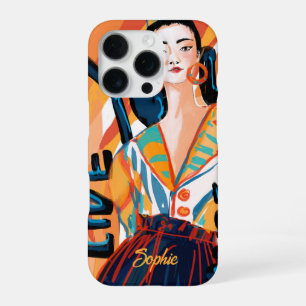 Custom Modern Ladies You Live Once Orange Blue iPhone 16 Pro Case