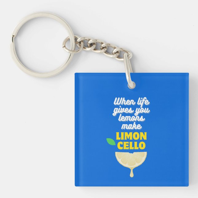 Custom Modern Lemons Quote Limoncello Favour Key Ring (Front)