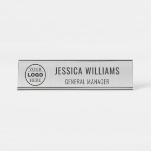custom modern logo business branded desk name plate