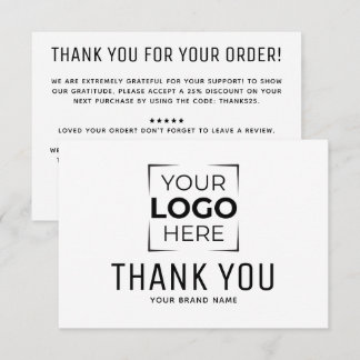 custom modern logo business branded thank you card