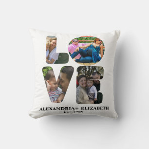 Custom modern love 4 photo collage for couples cushion