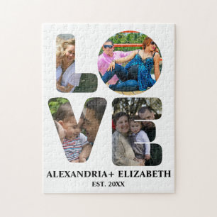 Custom modern love 4 photo collage for couples jigsaw puzzle