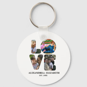 Custom modern love 4 photo collage for couples key ring