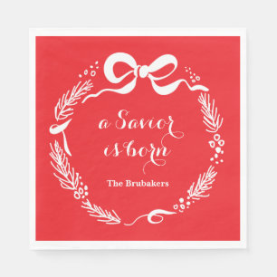 Custom Modern Luke 2 Scripture Red Christmas Napkin
