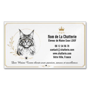 Custom Modern Maine Coon Cattery LOOF Magnetic Business Card