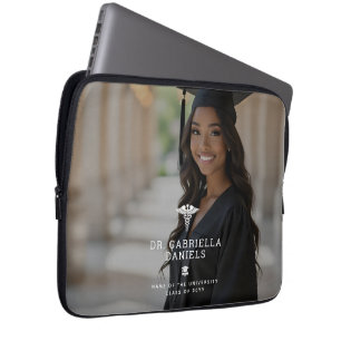Custom Modern Medical School Doctor Graduation Laptop Sleeve