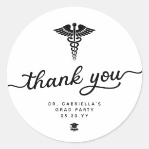 Custom Modern Medical School  Graduation Thank You Classic Round Sticker