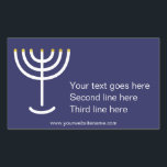 Custom Modern Menorah White Navy Gold Graphic Rectangular Sticker<br><div class="desc">Modern Menorah White Navy Gold Graphic Sticker. Navy,  White,  Gold. Transferable and customisable.</div>