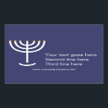Custom Modern Menorah White Navy Gold Graphic Rectangular Sticker<br><div class="desc">Modern Menorah White Navy Gold Graphic Sticker. Navy,  White,  Gold. Transferable and customisable.</div>
