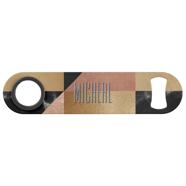 Custom Modern Metal and Marble Speed Bottle Opener (Back Horizontal)