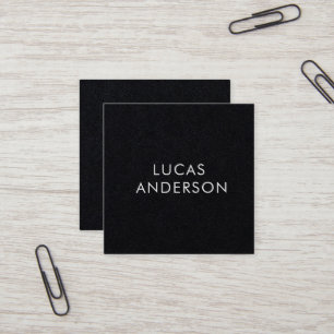 Custom Modern Minimal Typography Solid Black Paper Square Business Card