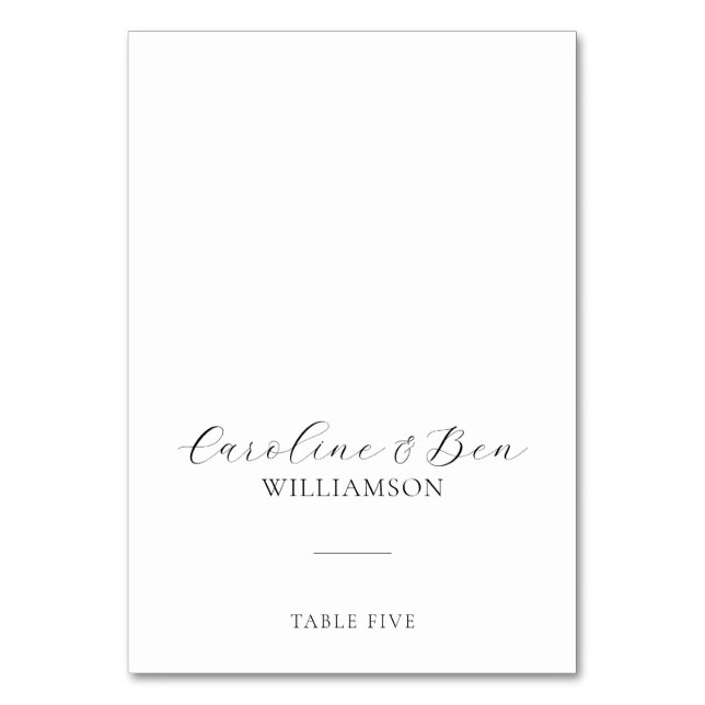 Custom Modern Minimalist Black White Place Card (Front)