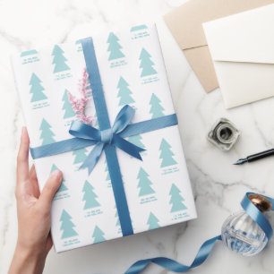 Custom Modern Minimalist Blue Christmas Trees Wrapping Paper