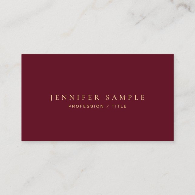 Custom Modern Minimalist Elegant Luxury Bordeaux Business Card (Front)