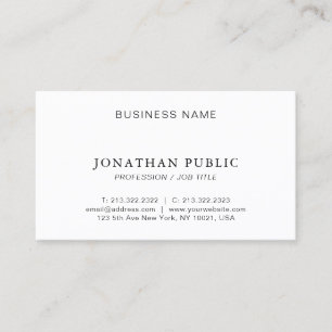 Custom Modern Minimalist Elegant Semi-Gloss Business Card