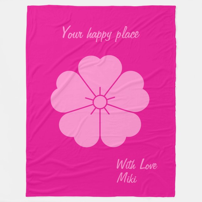 Custom Modern Minimalist Geometric Simple Flower  Fleece Blanket (Front)