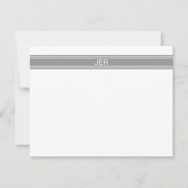 Custom Modern Minimalist Grey Monogram  Card (Front)